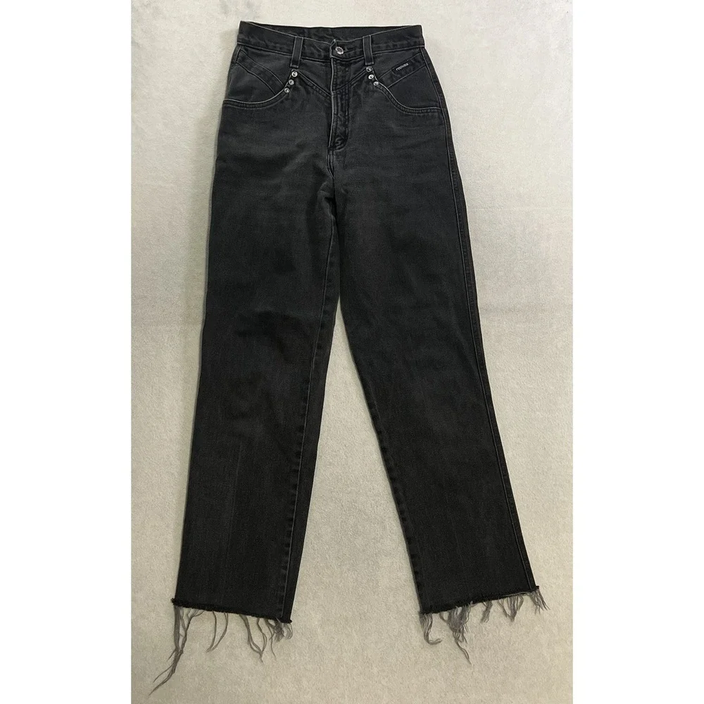 Vintage Rockies Denim Jeans Women's 27/5 Black Denim High Rise Western 430215